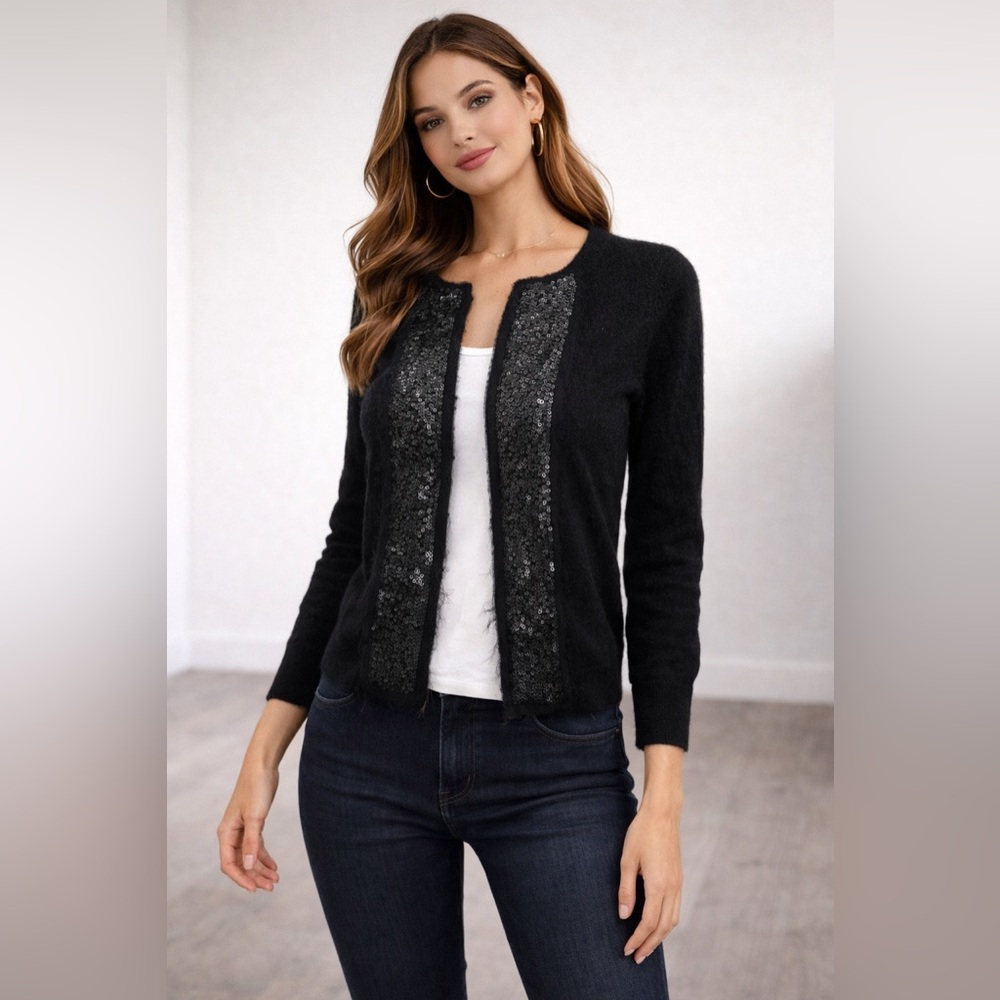 J Crew Sequined trim cardigan with cashmere